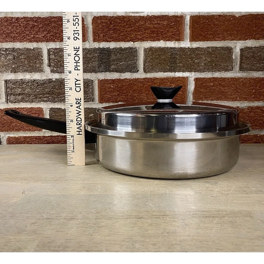 Maxam 18/8 3-Ply Stainless Steel 10 Inch Skillet With Lid USA‎